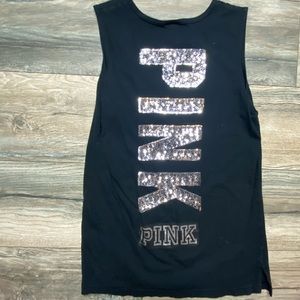 PINK Sequin Back Tank Top